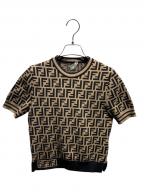 FENDIフェンディ）の古着「FENDI ズッカ半袖ニット/総柄ニット/ズッカ柄/クルーネックニット/FZY702 A5QG」｜ブラウン