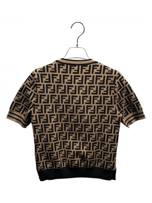 FENDI（フェンディ）FENDI (フェンディ) FENDI ズッカ半袖ニット/総柄ニット/ズッカ柄/クルーネックニット/FZY702 A5QG ブラウン サイズ:36の古着・服飾アイテム