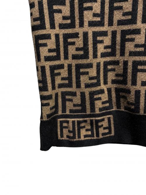 FENDI（フェンディ）FENDI (フェンディ) FENDI ズッカ半袖ニット/総柄ニット/ズッカ柄/クルーネックニット/FZY702 A5QG ブラウン サイズ:36の古着・服飾アイテム