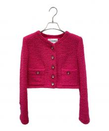 CHANEL（シャネル）の古着「P71 ショート丈ココボタンツイードジャケット」｜ショッキングピンク