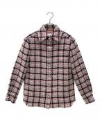 CHANELシャネル）の古着「P71 ツイードシャツジャケット」｜ピンク×ブラック