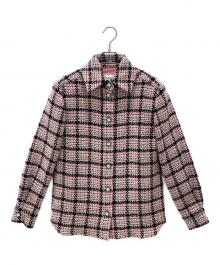 CHANEL（シャネル）の古着「P71 ツイードシャツジャケット」｜ピンク×ブラック