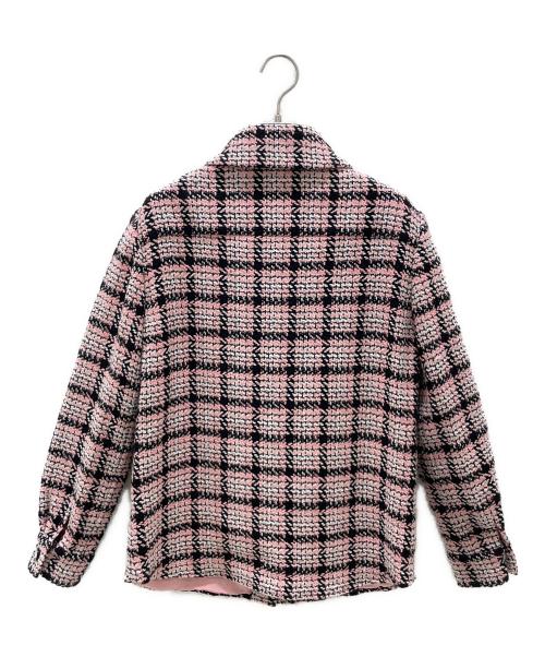 CHANEL（シャネル）CHANEL (シャネル) P71 ツイードシャツジャケット ピンク×ブラック サイズ:34の古着・服飾アイテム