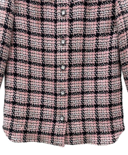 CHANEL（シャネル）CHANEL (シャネル) P71 ツイードシャツジャケット ピンク×ブラック サイズ:34の古着・服飾アイテム