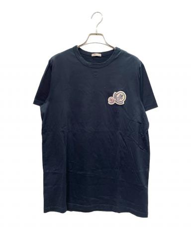 24ss Moncler モンクレール スキッパーカラー ポロシャツ ドロップショルダー カットソー 半袖 ロゴ ワッペン S ネイビー レディース 古着 中古 USED MONCLER（モンクレール） 24ss Moncler スキッパーカラー ポロシャツ