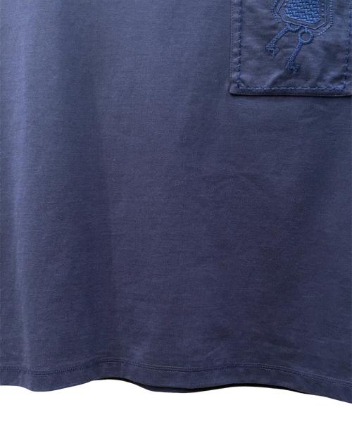 HERMES（エルメス）HERMES (エルメス) クロシェット刺繍ポケットTシャツ ブルー サイズ:size36の古着・服飾アイテム