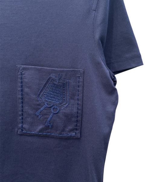 HERMES（エルメス）HERMES (エルメス) クロシェット刺繍ポケットTシャツ ブルー サイズ:size36の古着・服飾アイテム