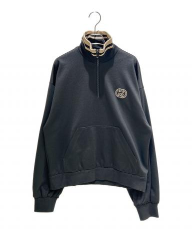 GUCCI 半袖 カットソー ブラウス XS 黒系 ブラック ハーフジップ セール】【cussil/クシル】ドレープオーバーサイズマルチギミック