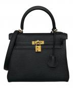 HERMESエルメス）の古着「ケリー25 内縫い/ゴールド金具/トゴ/ブラック/W刻印」｜ブラック