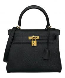 HERMES（エルメス）の古着「ケリー25 内縫い/ゴールド金具/トゴ/ブラック/W刻印」｜ブラック