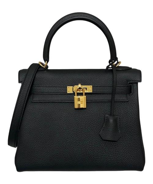 HERMES（エルメス）HERMES (エルメス) ケリー25 内縫い/ゴールド金具/トゴ/ブラック/W刻印 ブラック サイズ:25の古着・服飾アイテム
