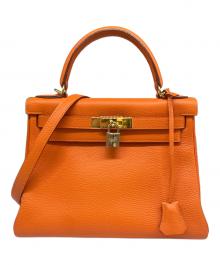 HERMES（エルメス）の古着「ケリー28 内縫い/ゴールド金具/トゴ/オレンジ/□E刻印:2022年」｜オレンジ