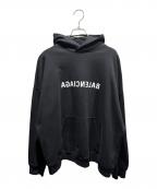 BALENCIAGAバレンシアガ）の古着「リバースロゴパーカー/2022年」｜ブラック