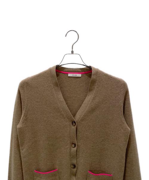 CELINE（セリーヌ）CELINE (セリーヌ) フロントポケットカシミヤカーディガン ベージュ サイズ:Sの古着・服飾アイテム