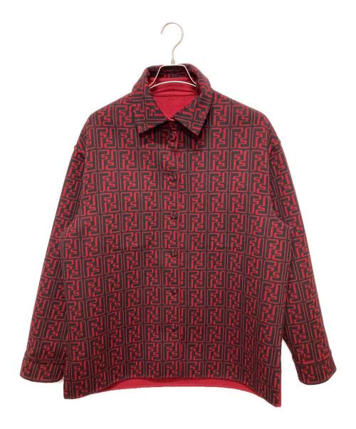 FENDI（フェンディ）FENDI (フェンディ) ズッカウールコート　FW1077 AL57 レッド×ブラック サイズ:50の古着・服飾アイテム