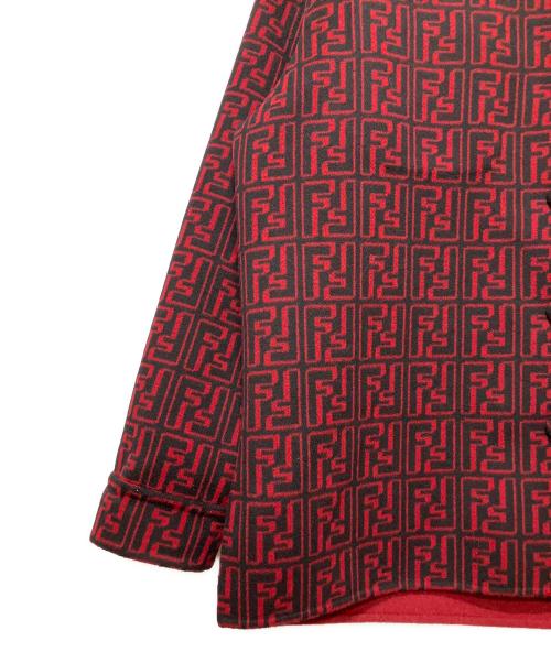 FENDI（フェンディ）FENDI (フェンディ) ズッカウールコート　FW1077 AL57 レッド×ブラック サイズ:50の古着・服飾アイテム