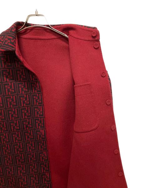 FENDI（フェンディ）FENDI (フェンディ) ズッカウールコート　FW1077 AL57 レッド×ブラック サイズ:50の古着・服飾アイテム