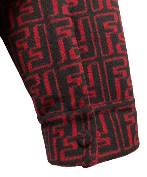 FENDI（フェンディ）FENDI (フェンディ) ズッカウールコート　FW1077 AL57 レッド×ブラック サイズ:50の古着・服飾アイテム