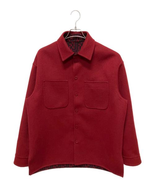 FENDI（フェンディ）FENDI (フェンディ) ズッカウールコート　FW1077 AL57 レッド×ブラック サイズ:50の古着・服飾アイテム