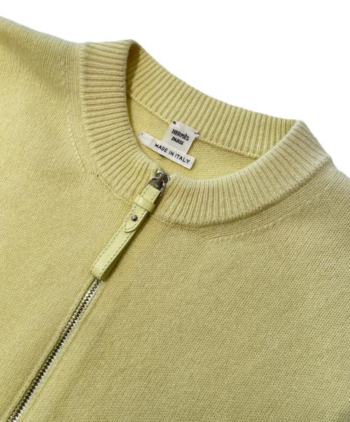 HERMES（エルメス）HERMES (エルメス) カシミヤ ジップ カーディガン イエロー サイズ:36の古着・服飾アイテム