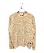 GUCCIグッチ）の古着「Gucci Waffle-Knit GG Jacquard Sweater/インターロッキングロゴケーブルニット」｜ベージュ