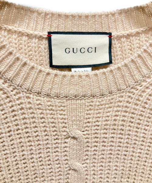 GUCCI（グッチ）GUCCI (グッチ) Gucci Waffle-Knit GG Jacquard Sweater/インターロッキングロゴケーブルニット ベージュ サイズ:Lの古着・服飾アイテム