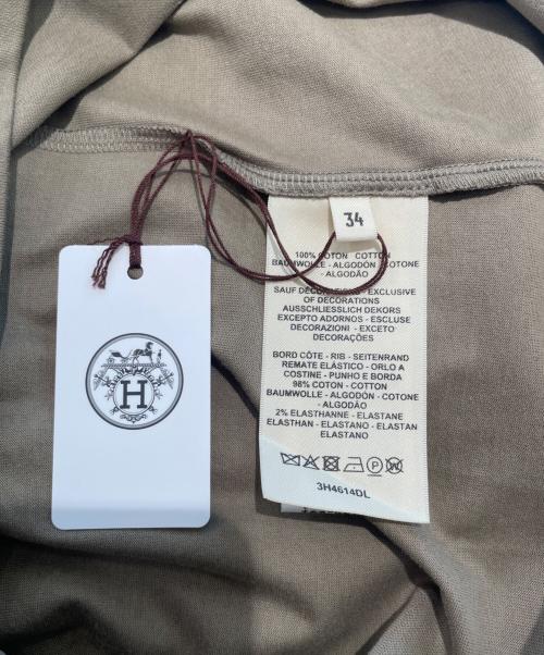 HERMES（エルメス）HERMES (エルメス) H-Mosaic Embroidered Pocket T-Shirt Hモザイク 刺繍ポケット Tシャツ/3H4614DL ブラウン サイズ:34 未使用品の古着・服飾アイテム