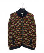 GUCCIグッチ）の古着「Logo-Jacquard Cotton Zip-Up Cardigan/GGジップアップニット」｜ブラック