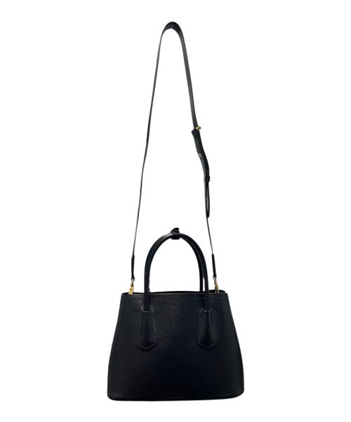 PRADA（プラダ）PRADA (プラダ) ダブル スモール サフィアーノレザー バッグ ブラック サイズ:スモールの古着・服飾アイテム