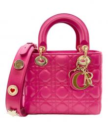 Christian Dior（クリスチャン ディオール）の古着「Lady Dior Dior バッグ カナージュ スモール/レディディオール/ハンドバッグ/ショルダーバッグ/2WAYバッグ」｜ショッキングピンク