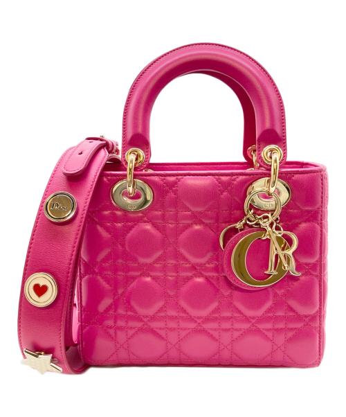 Christian Dior（クリスチャン ディオール）Christian Dior (クリスチャン ディオール) Lady Dior Dior バッグ カナージュ スモール/レディディオール/ハンドバッグ/ショルダーバッグ/2WAYバッグ ショッキングピンク サイズ:スモールの古着・服飾アイテム