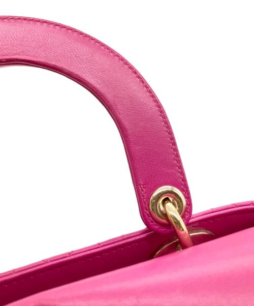 Christian Dior（クリスチャン ディオール）Christian Dior (クリスチャン ディオール) Lady Dior Dior バッグ カナージュ スモール/レディディオール/ハンドバッグ/ショルダーバッグ/2WAYバッグ ショッキングピンク サイズ:スモールの古着・服飾アイテム