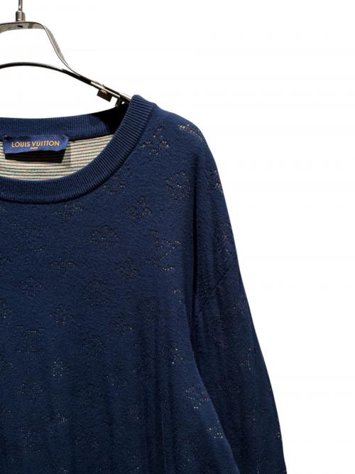 LOUIS VUITTON（ルイ ヴィトン）LOUIS VUITTON (ルイ ヴィトン) ドロップニードルモノグラム ニット ネイビー サイズ:XLの古着・服飾アイテム