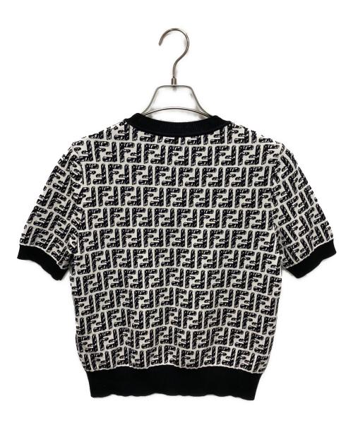 FENDI（フェンディ）FENDI (フェンディ) ズッカ半袖ニット　FZX550 AD5R ブラック×ホワイト サイズ:40の古着・服飾アイテム