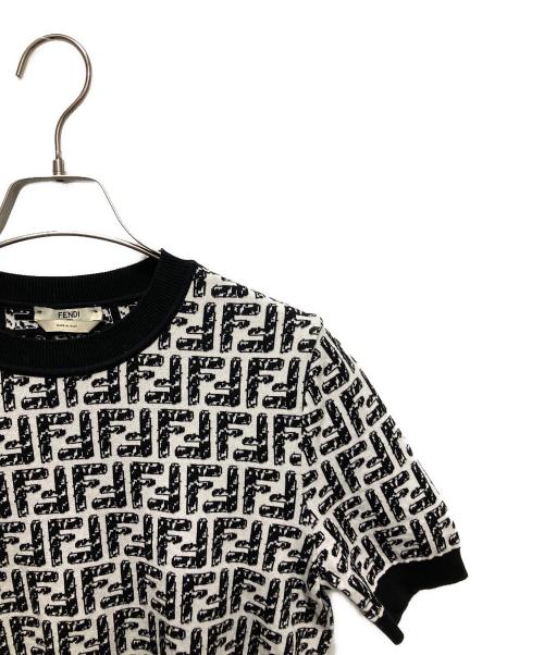 FENDI（フェンディ）FENDI (フェンディ) ズッカ半袖ニット　FZX550 AD5R ブラック×ホワイト サイズ:40の古着・服飾アイテム