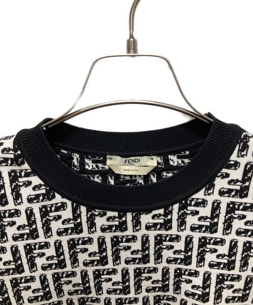 FENDI（フェンディ）FENDI (フェンディ) ズッカ半袖ニット　FZX550 AD5R ブラック×ホワイト サイズ:40の古着・服飾アイテム