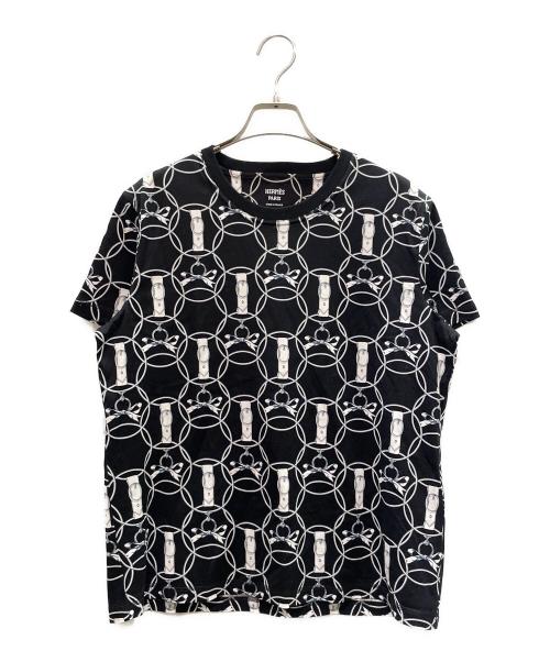 HERMES（エルメス）HERMES (エルメス)  LA PROMENADE DU MATIN/総柄Tシャツ ブラック サイズ:40の古着・服飾アイテム