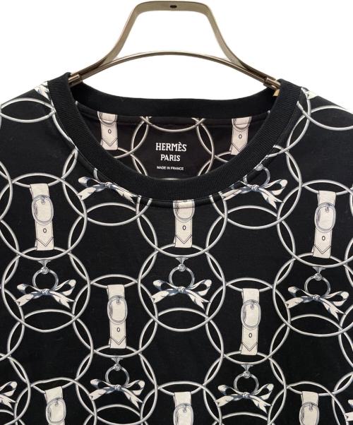 HERMES（エルメス）HERMES (エルメス)  LA PROMENADE DU MATIN/総柄Tシャツ ブラック サイズ:40の古着・服飾アイテム