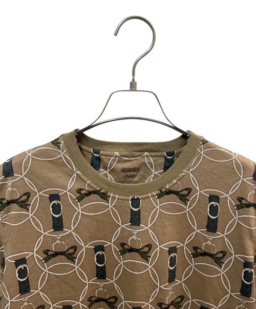 HERMES（エルメス）HERMES (エルメス) 総柄Tシャツ ブラウン サイズ:40の古着・服飾アイテム
