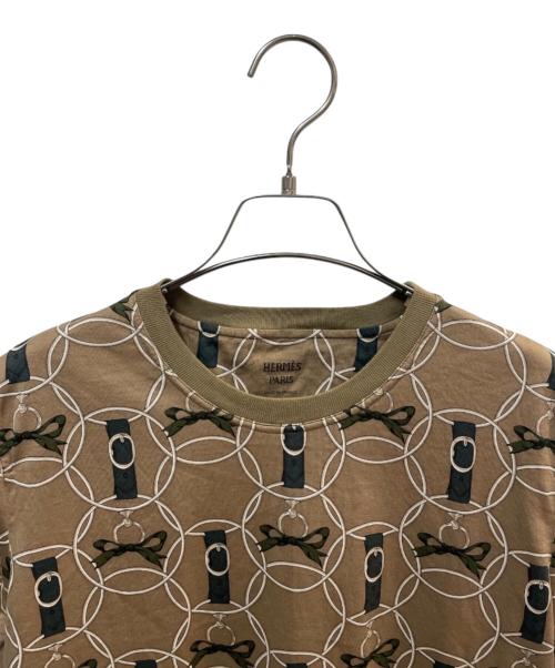 HERMES（エルメス）HERMES (エルメス) 総柄Tシャツ ブラウン サイズ:40の古着・服飾アイテム