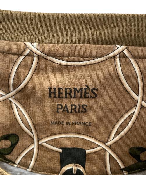 HERMES（エルメス）HERMES (エルメス) 総柄Tシャツ ブラウン サイズ:40の古着・服飾アイテム