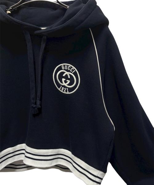 GUCCI（グッチ）GUCCI (グッチ) コットンジャージーロゴパーカー ブラック サイズ:Sの古着・服飾アイテム