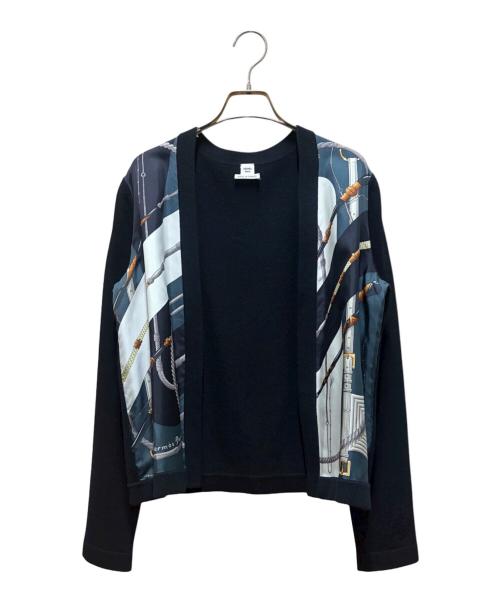 HERMES（エルメス）HERMES (エルメス) カシミヤ混ツイルレーヌカーディガン ブラック サイズ:38の古着・服飾アイテム