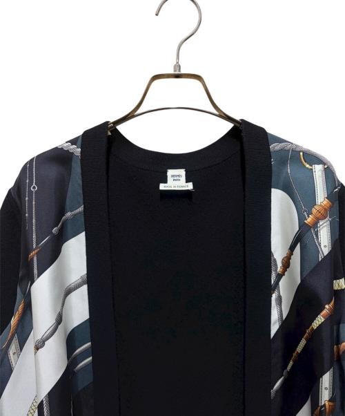 HERMES（エルメス）HERMES (エルメス) カシミヤ混ツイルレーヌカーディガン ブラック サイズ:38の古着・服飾アイテム