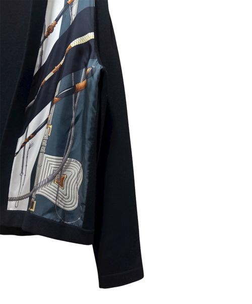 HERMES（エルメス）HERMES (エルメス) カシミヤ混ツイルレーヌカーディガン ブラック サイズ:38の古着・服飾アイテム