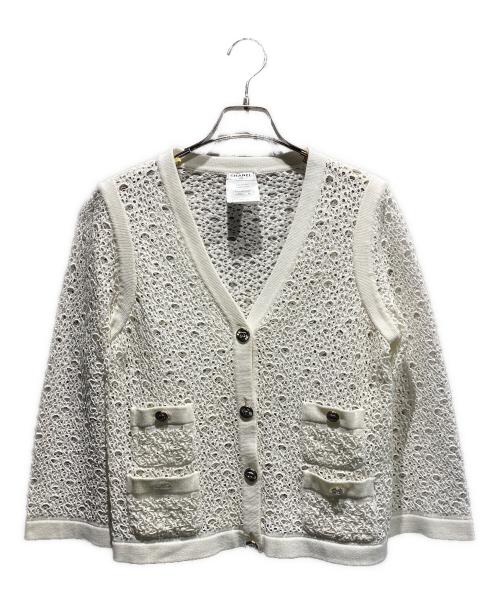 CHANEL（シャネル）CHANEL (シャネル) ココボタンカーディガン/P43331K04388  ホワイト サイズ:42の古着・服飾アイテム
