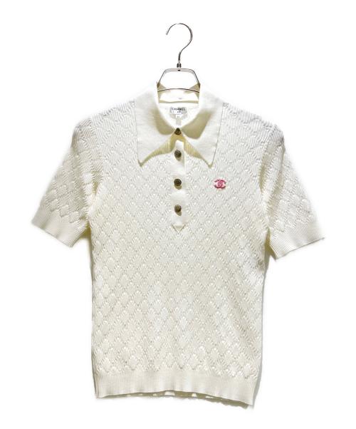 CHANEL（シャネル）CHANEL (シャネル) ココボタンニットポロシャツ/P63124K48813 ホワイト サイズ:40の古着・服飾アイテム