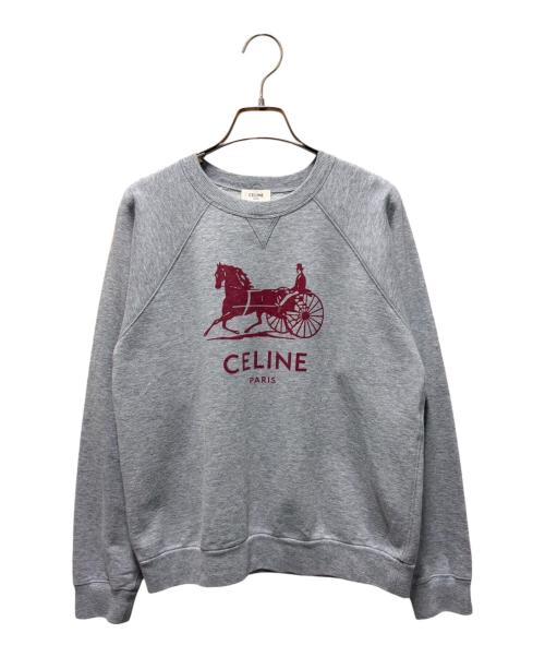 CELINE（セリーヌ）CELINE (セリーヌ) カシミヤ混サルキーロゴスウェット グレー サイズ:Mの古着・服飾アイテム