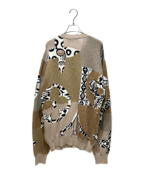 LOUIS VUITTON（ルイ ヴィトン）LOUIS VUITTON (ルイ ヴィトン) 21SS フェアアイル パッチワーク クルーネックニット ブラウン サイズ:XLの古着・服飾アイテム