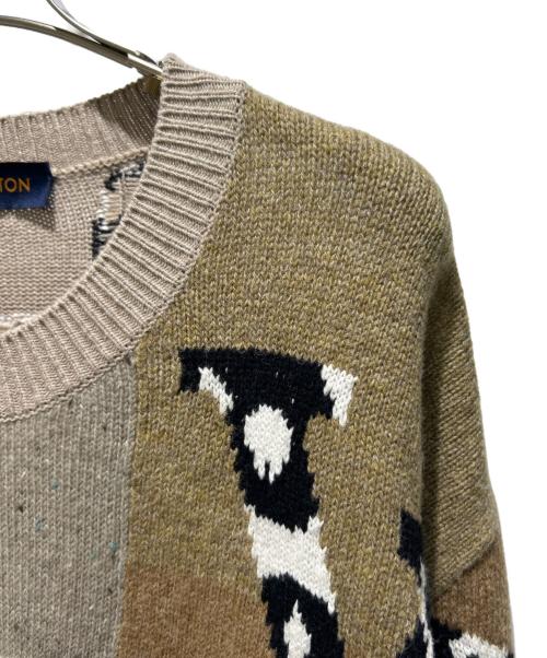 LOUIS VUITTON（ルイ ヴィトン）LOUIS VUITTON (ルイ ヴィトン) 21SS フェアアイル パッチワーク クルーネックニット ブラウン サイズ:XLの古着・服飾アイテム